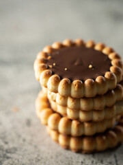 Chocolate biscuits on marble background 