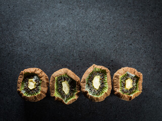 old kiwi cut in half