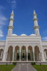 Negeri Sembilan, Malaysia - 18th September 2021 :  Beautiful Islamic architecture of Masjid Sri Sendayan the new and the biggest mosque in Seremban todate