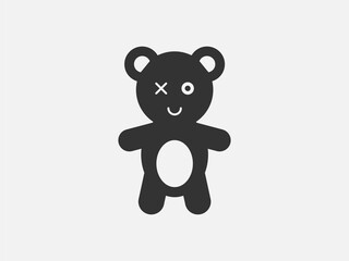 Teddy toy icon on white background. Line style vector illustration.