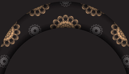 Greeting flyer template in black with brown greek ornaments