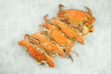 Steamed blue swimming crab, Thai seafood