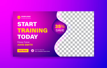 Fitness Gym Youtube Video Thumbnail Or Gym Web Banner Corporate Gym Agency Youtube Thumbnail Template Design