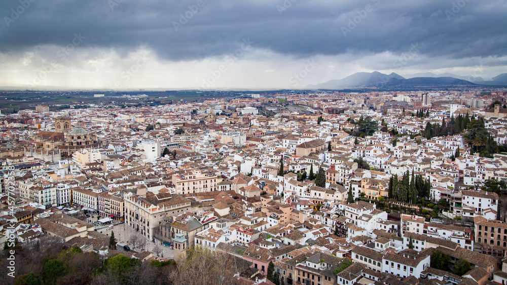 Wall mural panoramic view of granada city