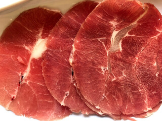 Raw thin sliced beef for cooking