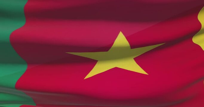Cameroonian national flag footage. Cameroon waving country flag on wind