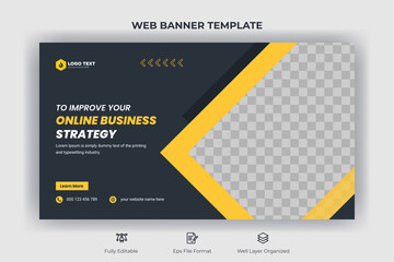 Fototapeta premium Creative corporate social media web banner and youtube thumbnail template | Youtube live stream video thumbnail for marketing agency | video thumbnail | Youtube thumbnail