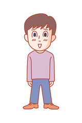 喜ぶ3頭身若い男性イラスト