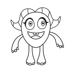 Coloring Book Cute Monster - Amazing vector line art of a cute little monster suitable for background, design asset, halloween, children book, children coloring book, clip art, and illustration