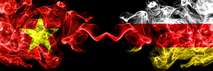 Vietnam, Vietnamese vs South Ossetia smoke flags side by side.