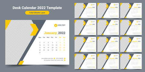 Obraz na płótnie Canvas Desk calendar 2022 template