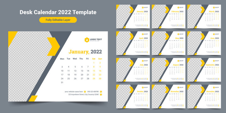 Desk calendar 2022 template