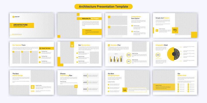 Modern architecture PowerPoint presentation slide template design. Use for modern keynote presentation background, brochure design, website slider, landing page, annual report, company profile.