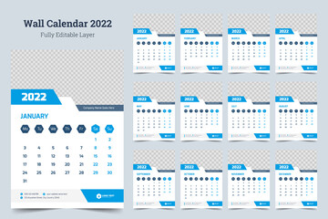 Business wall calendar 2022 design print template