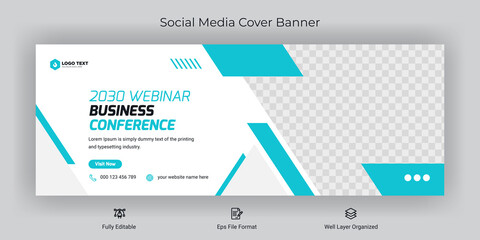Online marketing webinar facebook cover banner template social media post	 - obrazy, fototapety, plakaty