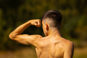 Shirtless on a summer day