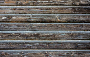 A wooden wall with an aged surface.
Vintage wall and floor made of darkened wood, realistic plank texture.