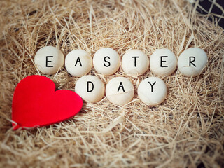 Easter Day concept - Easter day text background. Stock photo.