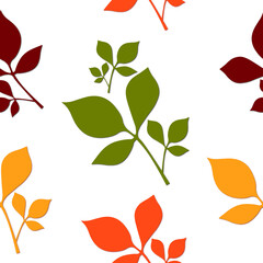 Autumn leaves multicolored seamless pattern vector illustration