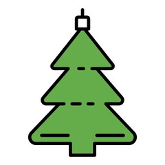 Fir tree toy icon. Outline fir tree toy vector icon color flat isolated