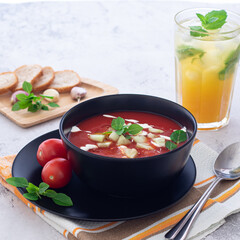 tomato soup with bread and basil gazpacho
