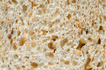 Closed up delicious homemade whole wheat and nut bread texture background. For natural and healthy food concept