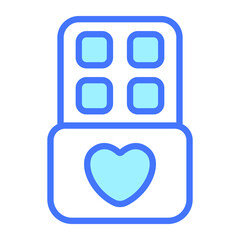 chocolate, sweet, food Icon, simple design blue line icon.