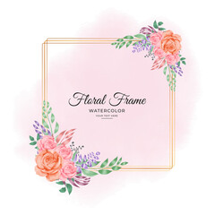 Watercolor floral frame design vector format