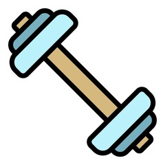 Metal barbell icon. Outline metal barbell vector icon color flat isolated