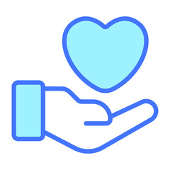 giving hart,  fall in love Icon, simple design blue line icon.