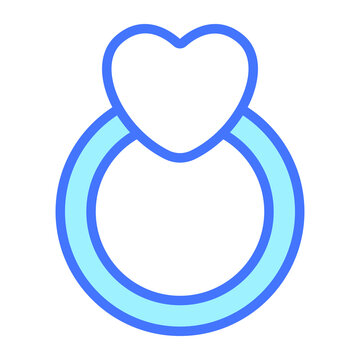 Heart Ring, Jewelry Icon, Simple Design Blue Line Icon.