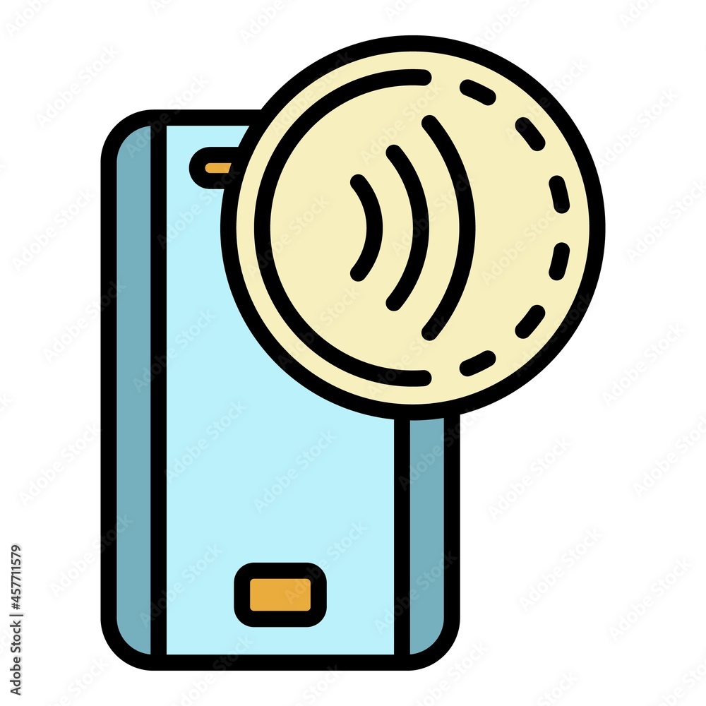 Poster nfc device icon. outline nfc device vector icon color flat isolated