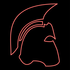 Neon spartan helmet red color vector illustration flat style image