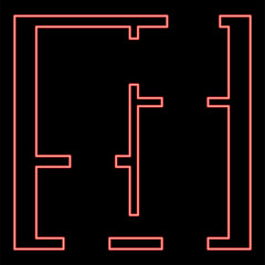 Neon flat project appartment red color vector illustration flat style image