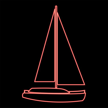 Neon yacht red color vector illustration flat style image