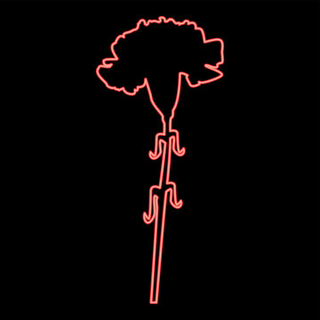 neon carnation flower on black background clip art preview