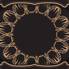 The postcard is black with a luxurious brown pattern, prepared for typography.