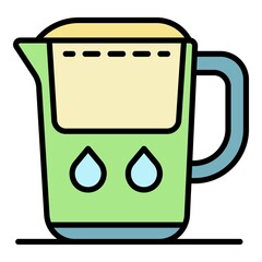 Water jug icon. Outline water jug vector icon color flat isolated