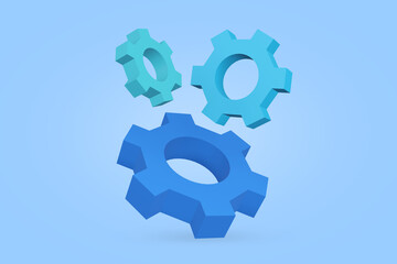 Gear wheel industry element. 3d illustration concept teamwork.