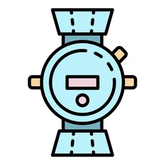 Snorkeling hand watch icon. Outline snorkeling hand watch vector icon color flat isolated