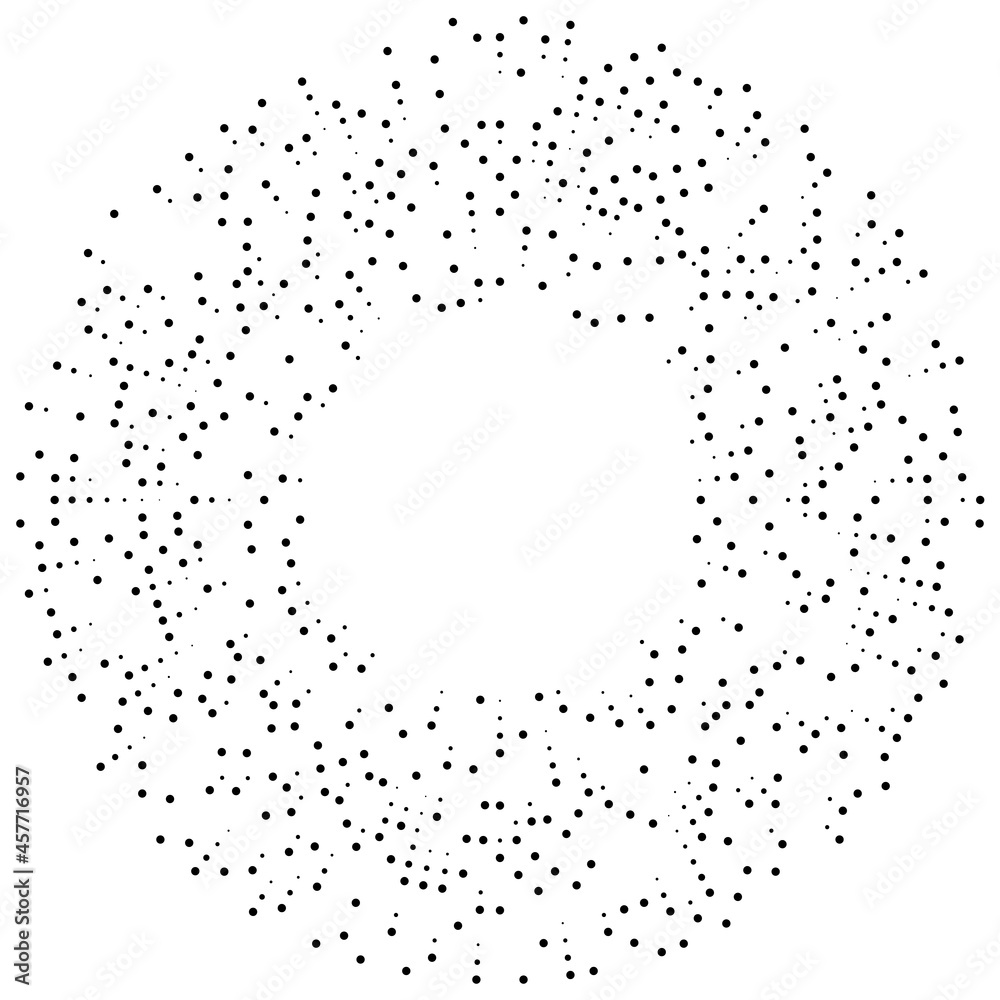 Aufkleber Random circles, dots, speckles and freckles concentric, circular and radial element. Pointillist, pointillism random halftone circles