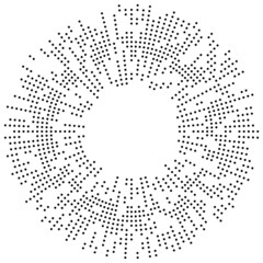Random circles, dots, speckles and freckles concentric, circular and radial element. Pointillist, pointillism random halftone circles - 457716953