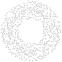 Random circles, dots, speckles and freckles concentric, circular and radial element. Pointillist, pointillism random halftone circles