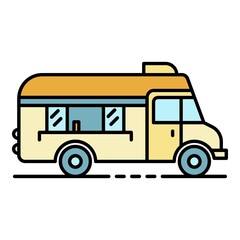 Fast food truck icon. Outline fast food truck vector icon color flat isolated