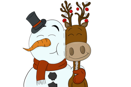 schneemann und rentier ohne hintergrund
