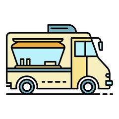 Modern food truck icon. Outline modern food truck vector icon color flat isolated