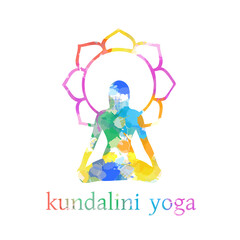Kundalini Yoga and meditation watercolor quotes in rainbow colors