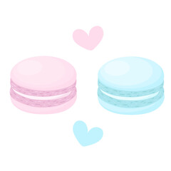 Set of illustrations with French crispy and sweet desserts - macaroni.