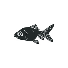 Goldfish Pet Icon Silhouette Illustration. Domestic Fish Vector Graphic Pictogram Symbol Clip Art. Doodle Sketch Black Sign.