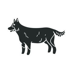 German Shepherd Icon Silhouette Illustration. Domestic Dog Vector Graphic Pictogram Symbol Clip Art. Doodle Sketch Black Sign.